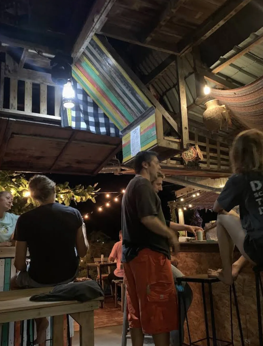 Bar at night with decorations