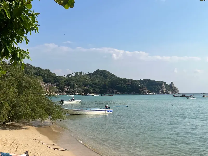 Turquoise beach with boats, Koh Tao